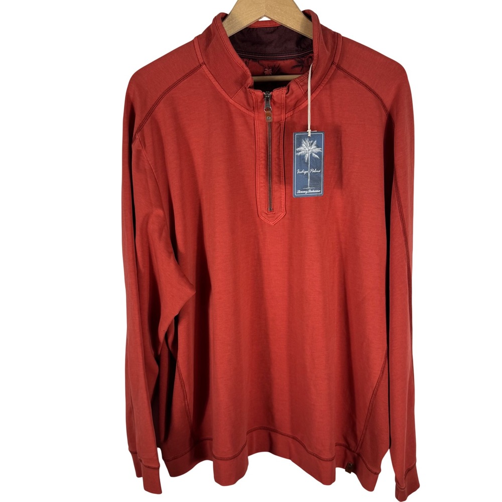 Tommy Bahama Ben and Terry Half Zip Mens 3XL Spicy Clay Red Pullover ST227187